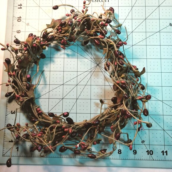 Rustic Grapevine Wreath  Red Burgundy Berry Accents Cottagecore farmhouse 9 in - Picture 5 of 5